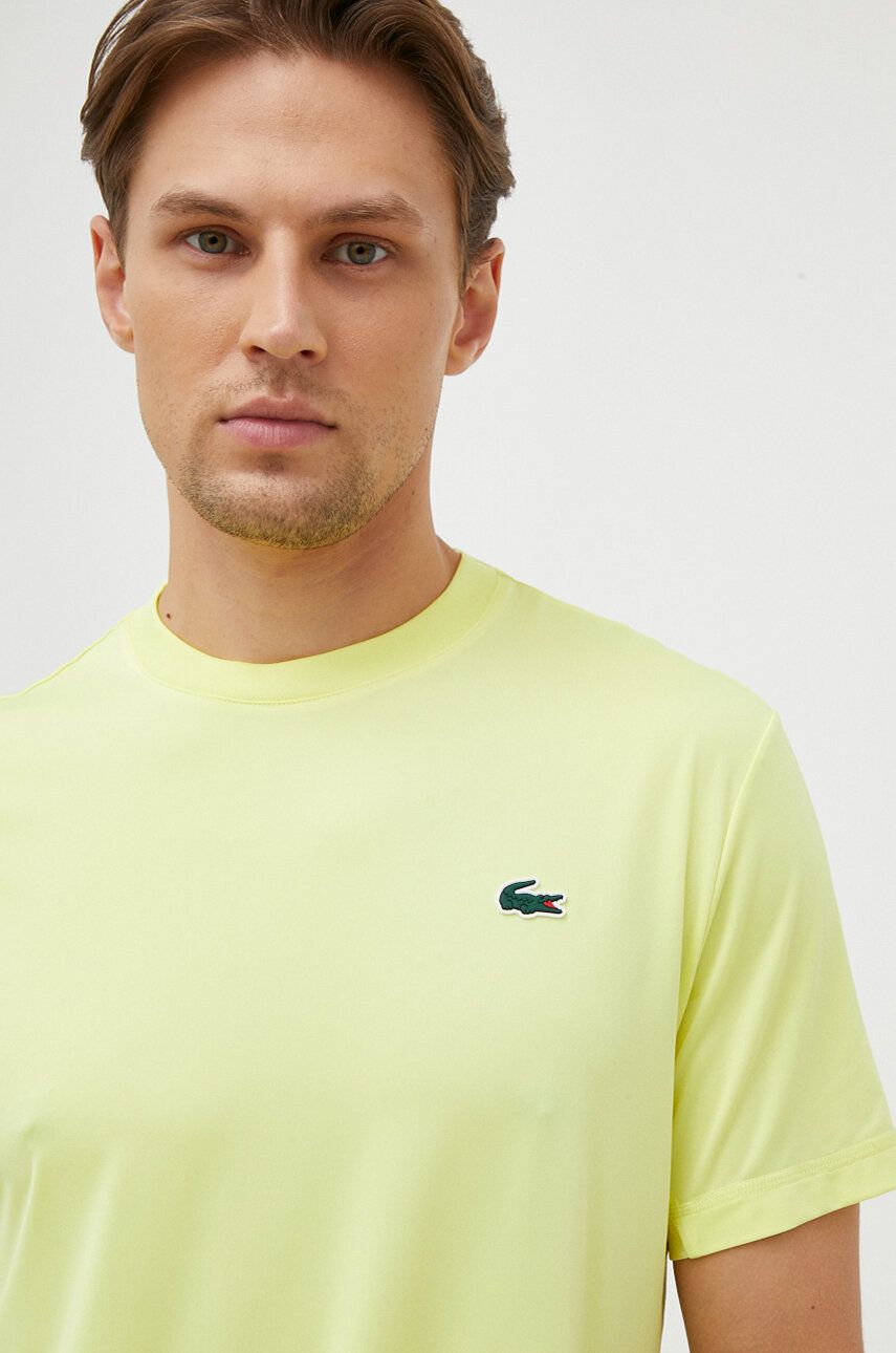 Tričko Lacoste zelená barva - žlutá - 92 % Polyester