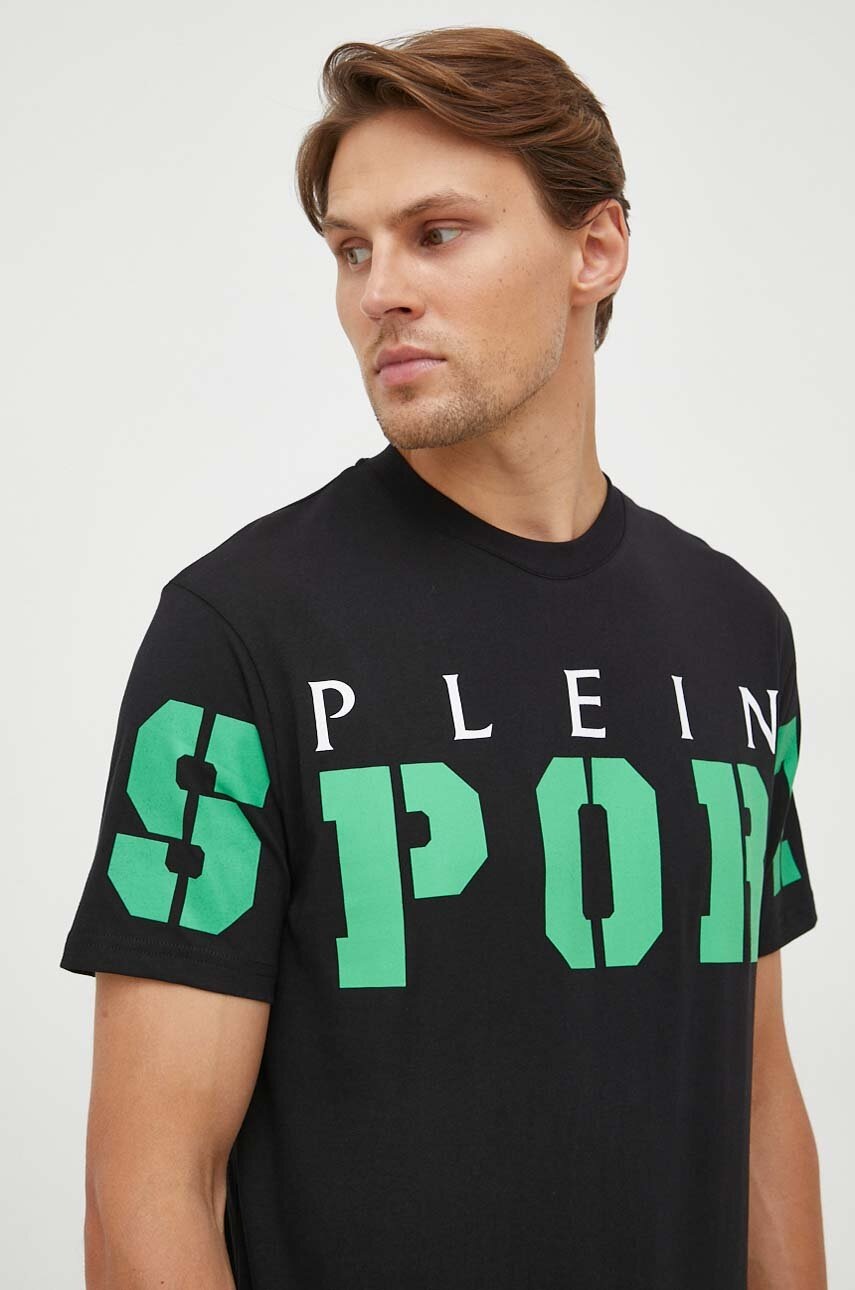 

Хлопковая футболка PLEIN SPORT цвет чёрный с принтом