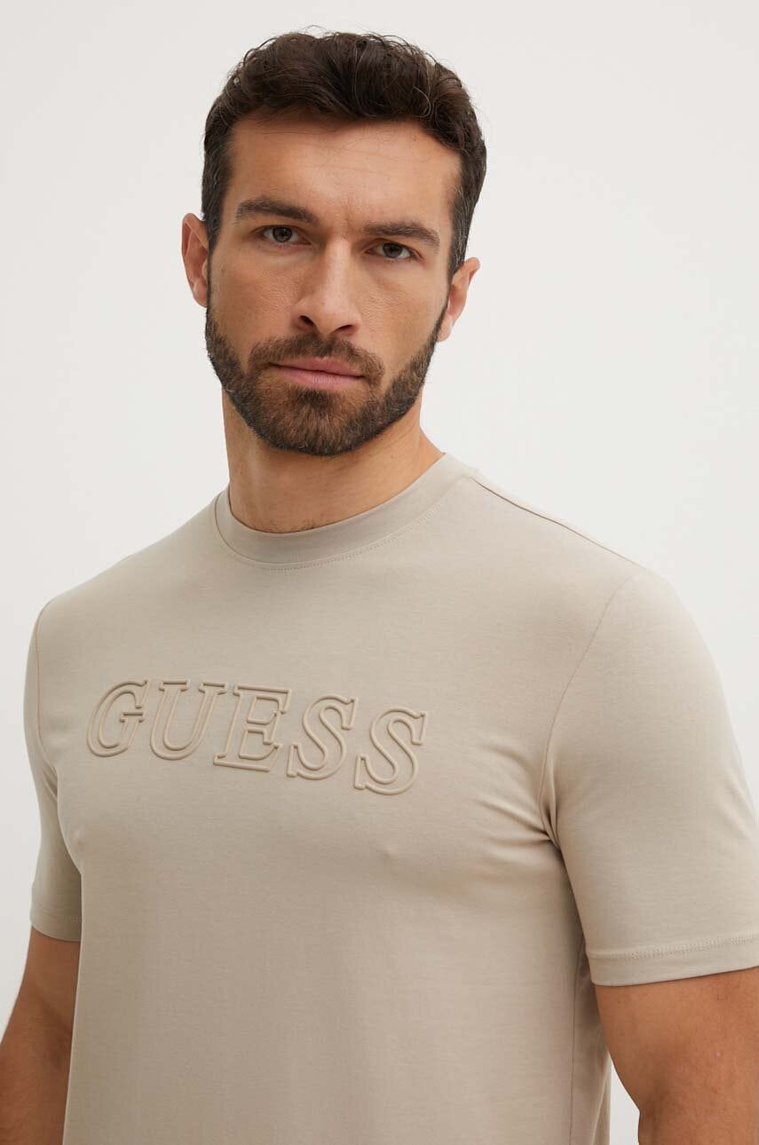 

Тениска Guess ALPHY в тъмносиньо с апликация Z2YI11 J1314, Бежов