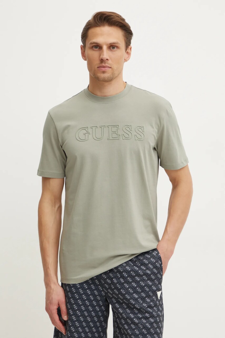 Levně Tričko Guess ALPHY zelená barva, s aplikací, Z2YI11 J1314