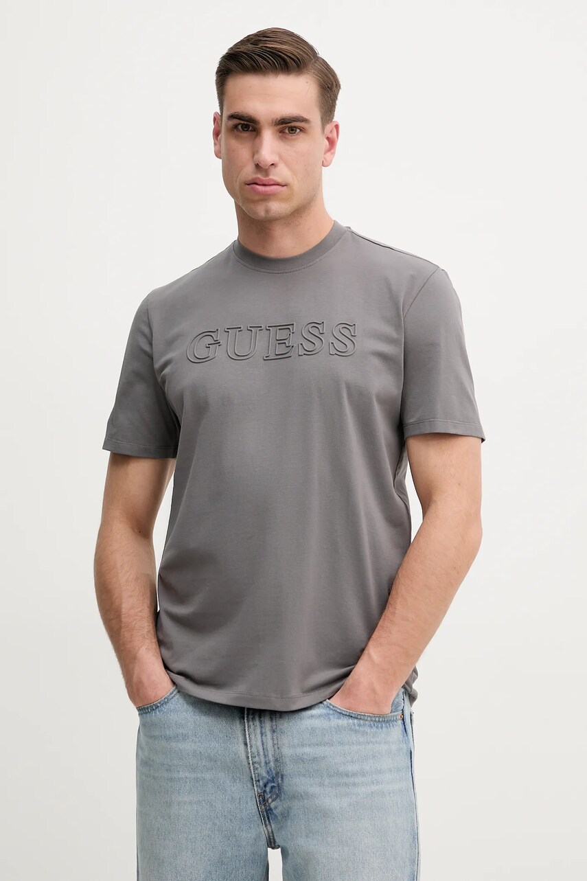 Levně Tričko Guess ALPHY hnědá barva, s aplikací, Z2YI11 J1314