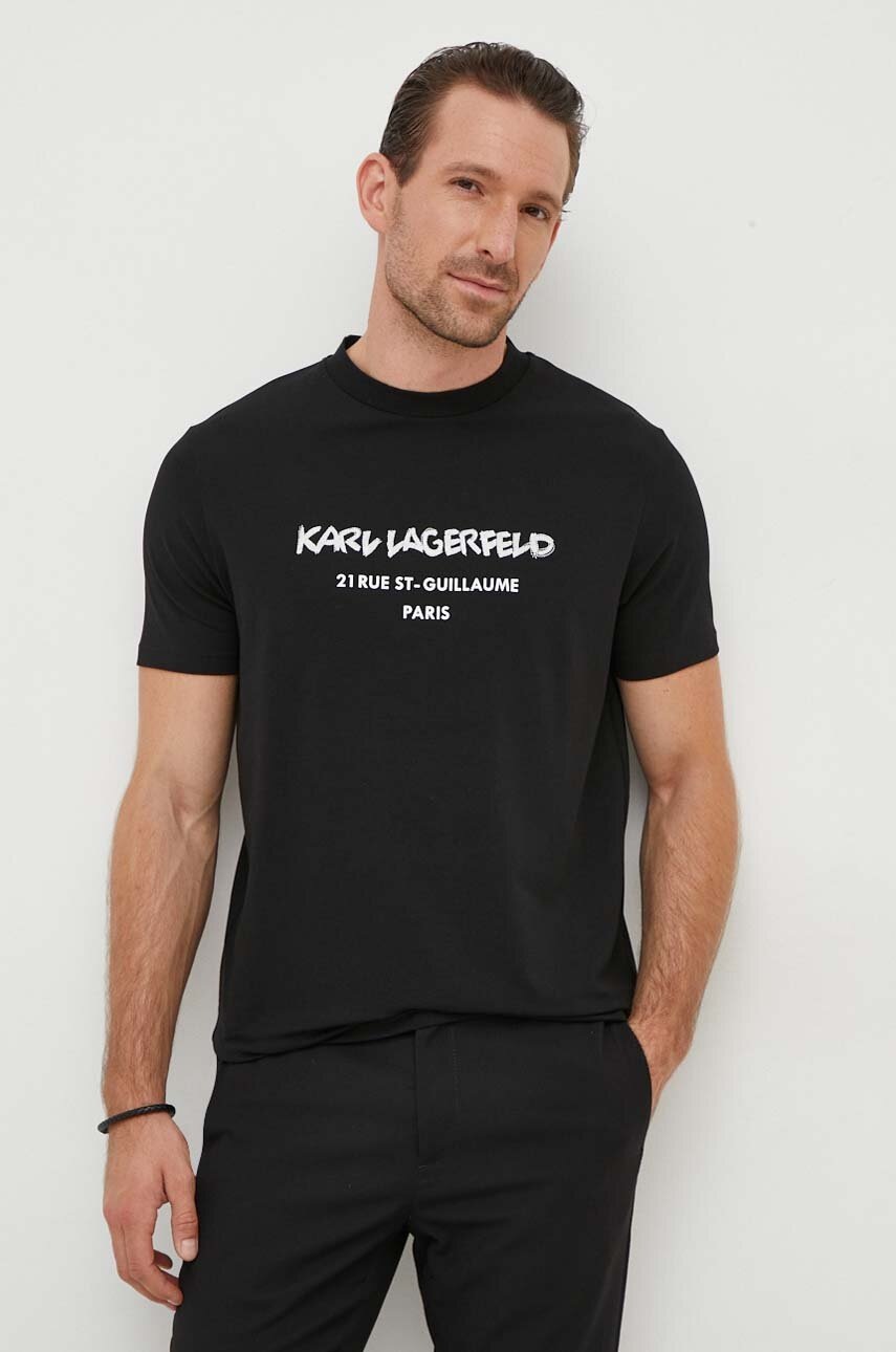 

Футболка Karl Lagerfeld мужской цвет чёрный с принтом
