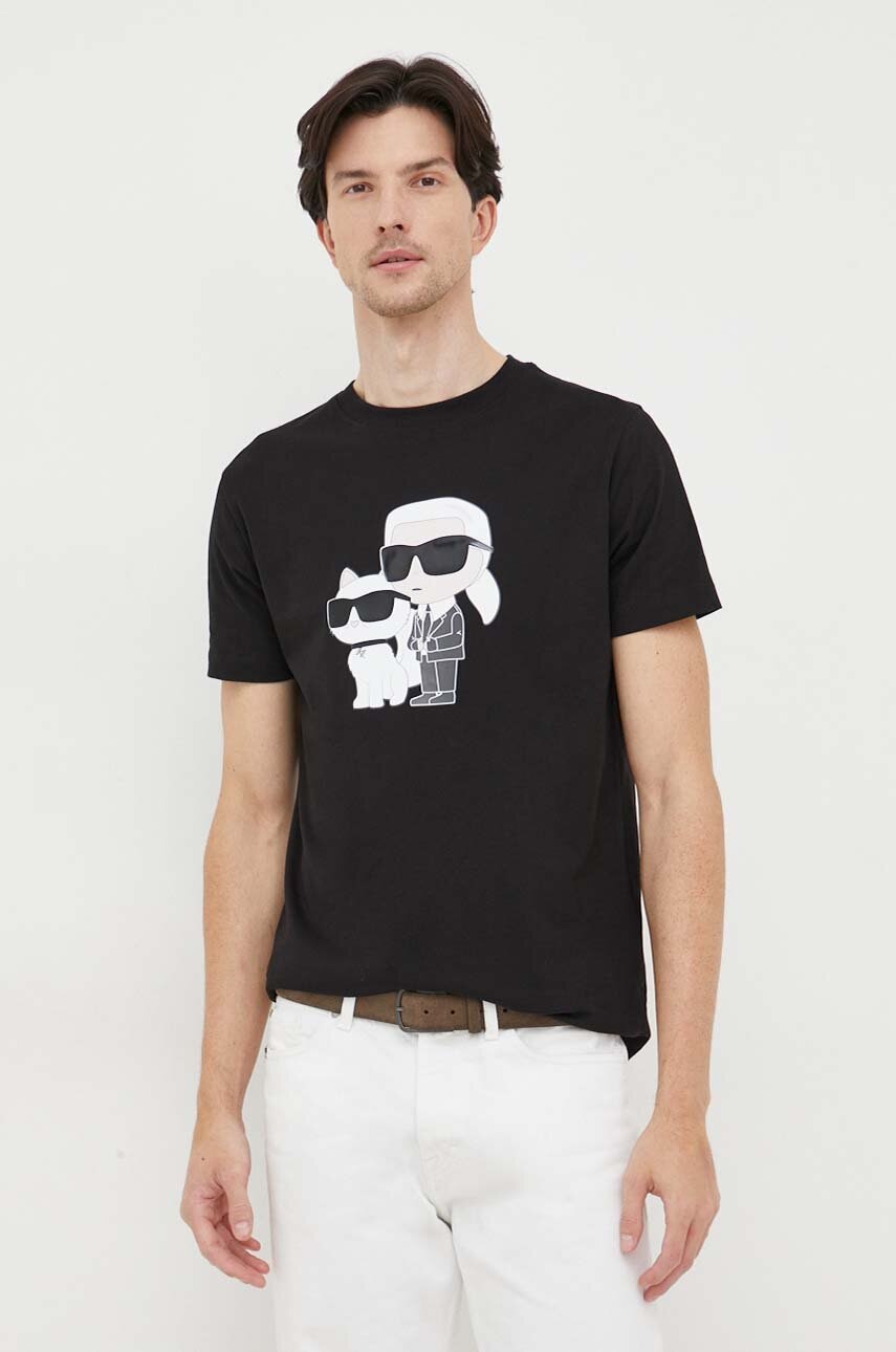 

Хлопковая футболка Karl Lagerfeld цвет чёрный с принтом