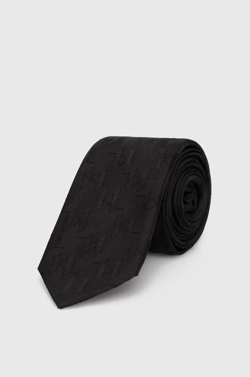 Hodvábna kravata Karl Lagerfeld čierna farba