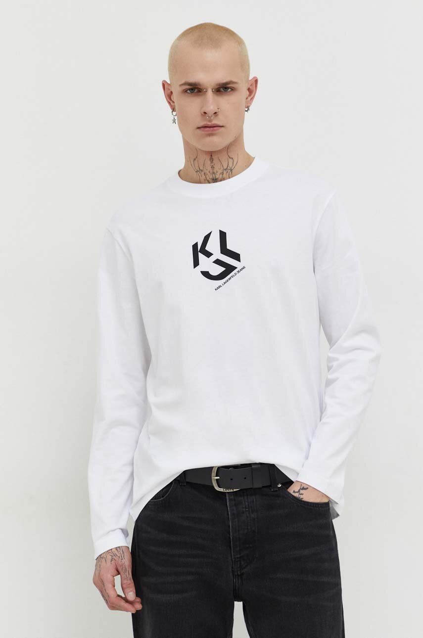 Levně Bavlněné tričko s dlouhým rukávem Karl Lagerfeld Jeans černá barva, s potiskem