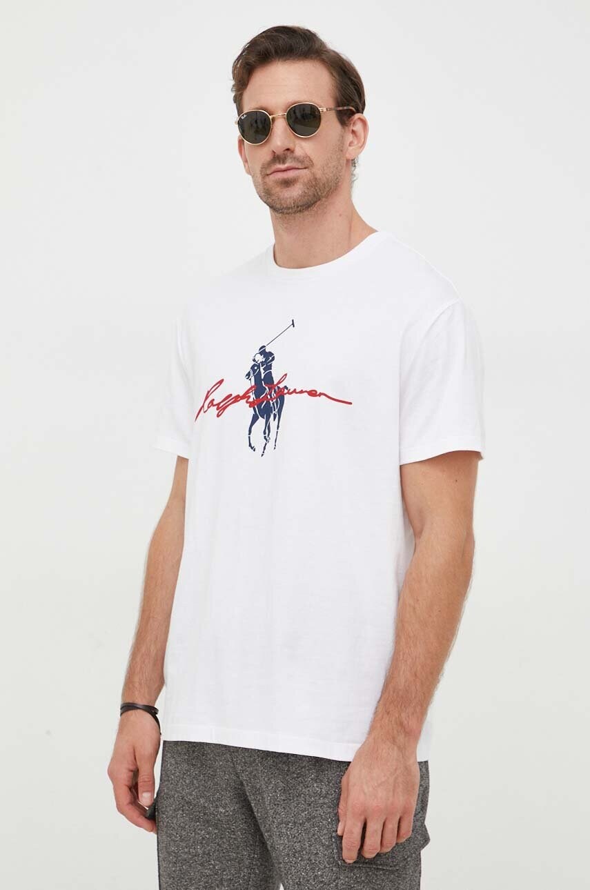 

Бавовняна футболка Polo Ralph Lauren колір білий з принтом