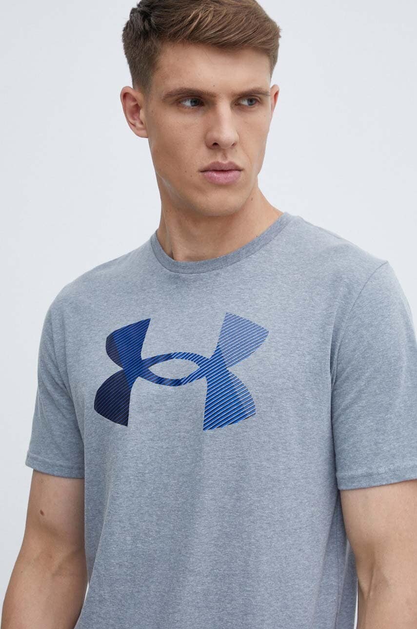 Under Armour tricou barbati, culoarea gri, cu imprimeu