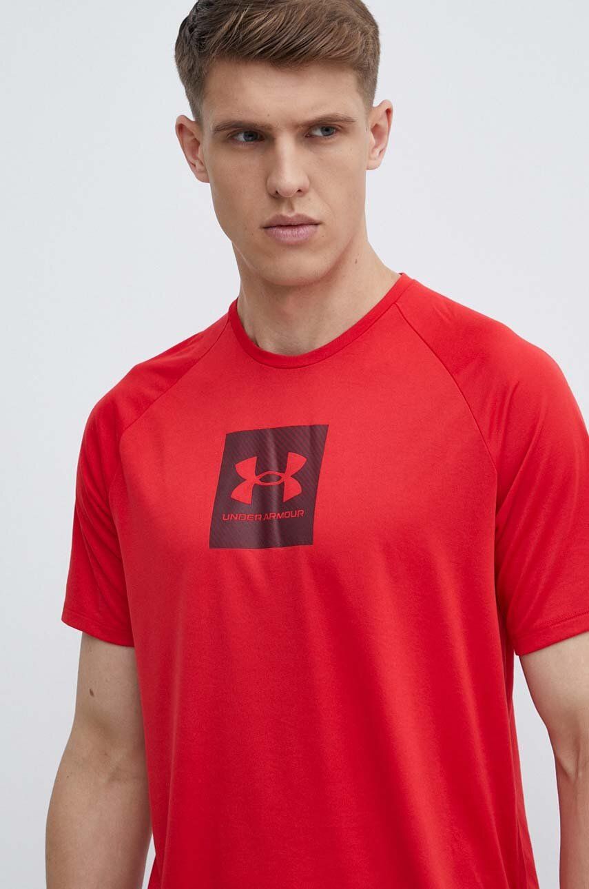 Under Armour tricou de antrenament culoarea rosu, cu imprimeu, 1380785