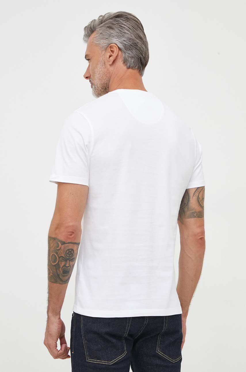 Pamučna Majica Barbour Boja: Bijela, Bez Uzorka