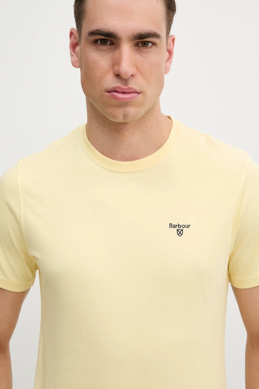 Βαμβακερό μπλουζάκι Barbour χρώμα: κίτρινο φωτογραφία