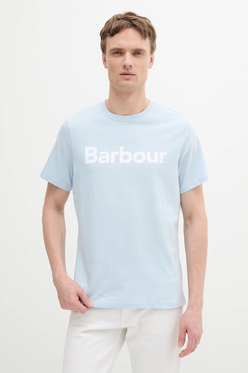 Barbour tricou din bumbac culoarea alb, cu imprimeu