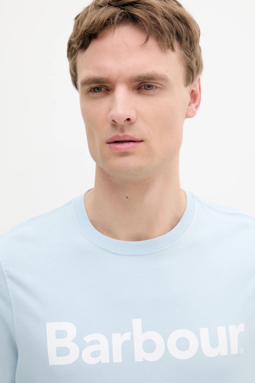Βαμβακερό μπλουζάκι Barbour χρώμα: άσπρο φωτογραφία