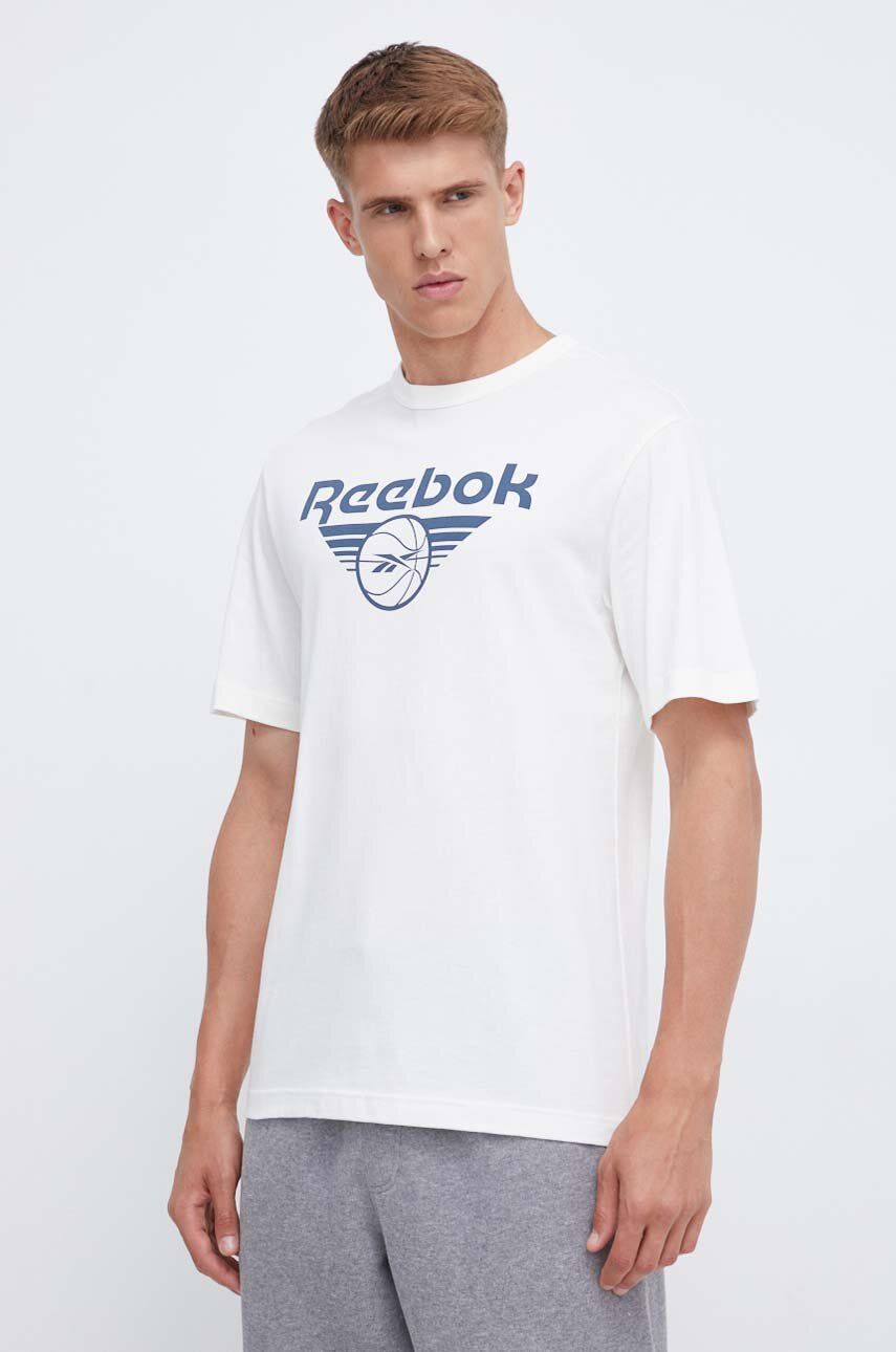 Reebok Classic tricou din bumbac Basketball culoarea bej, cu imprimeu