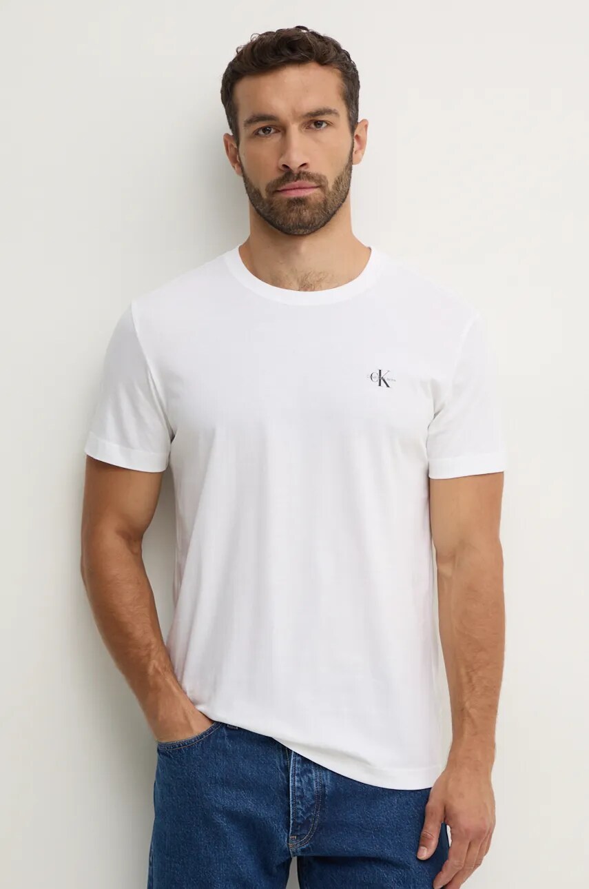 Levně Bavlněné tričko Calvin Klein Jeans 2-pack bílá barva