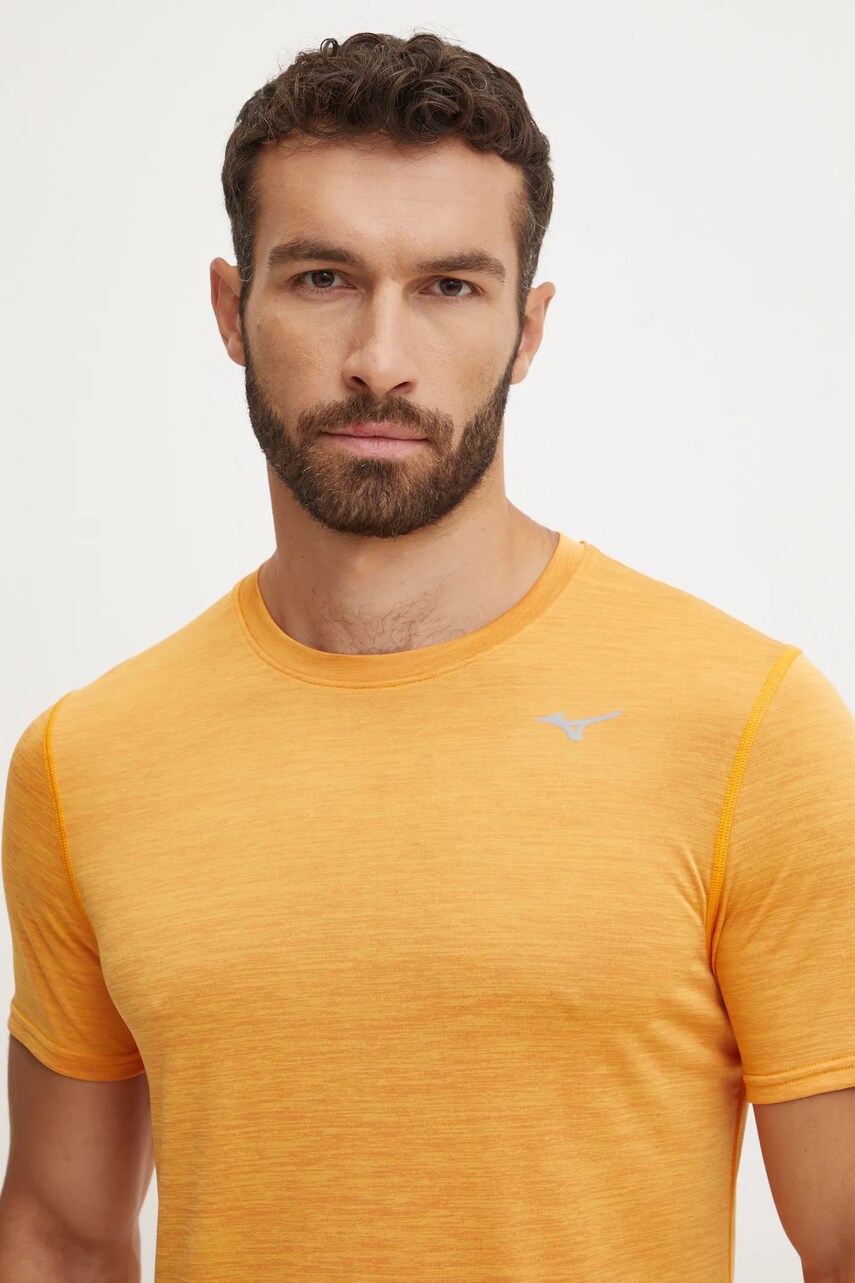 Mizuno tricou de alergare Impulse culoarea portocaliu, melanj, J2GAA519
