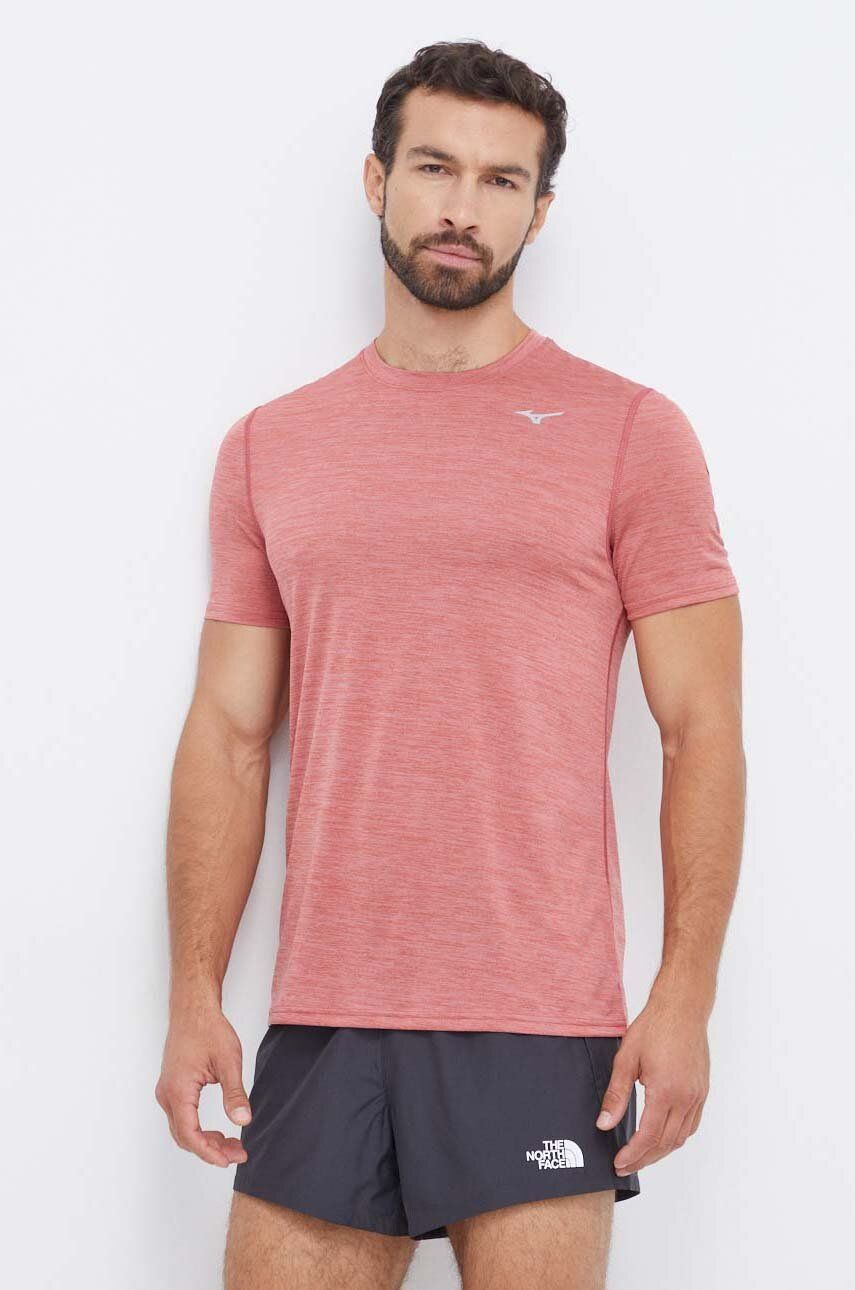 Mizuno tricou de alergare Impulse culoarea rosu, melanj
