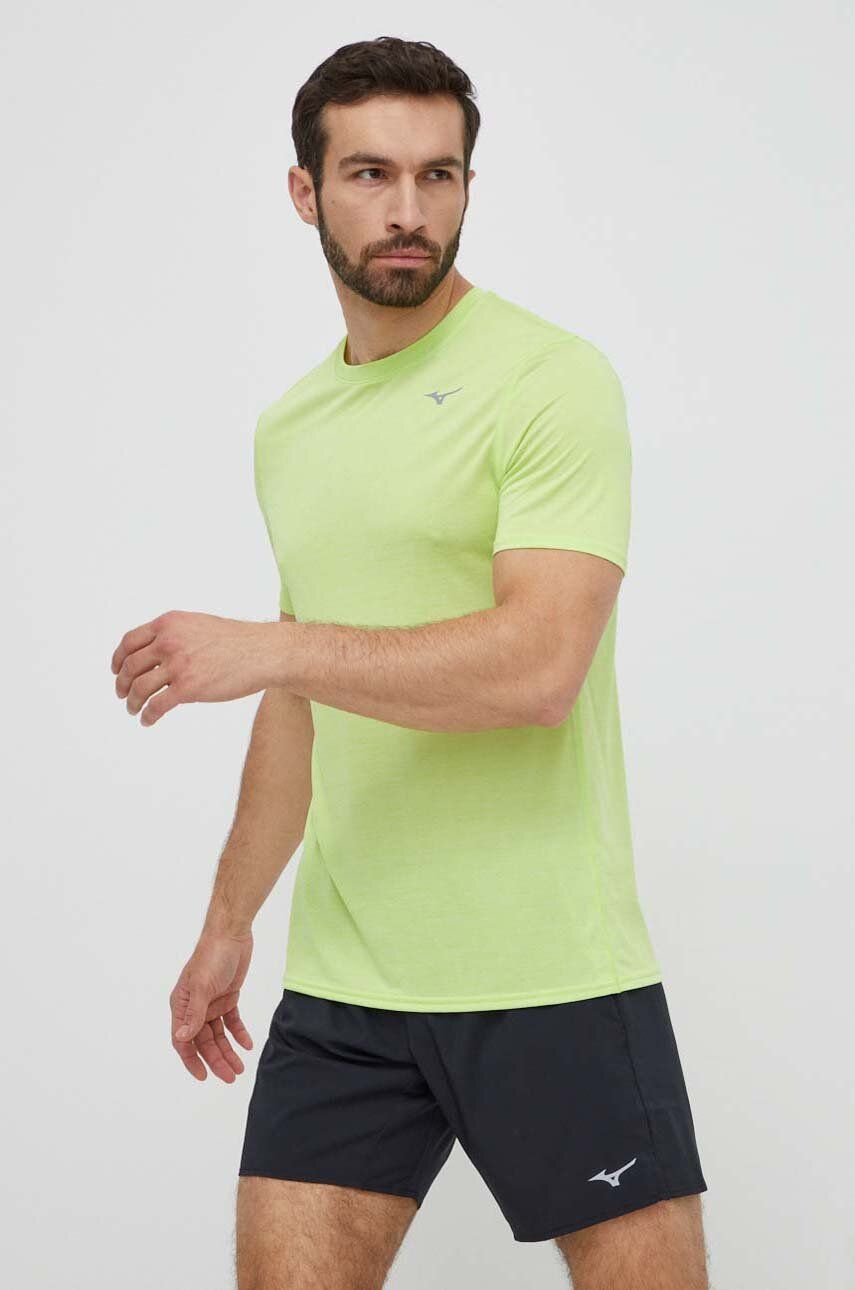 Mizuno tricou de alergare Impulse culoarea verde, melanj