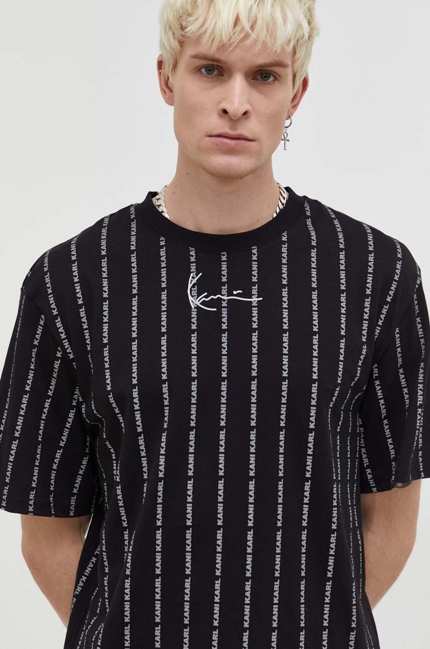 Levně Bavlněné tričko Karl Kani černá barva