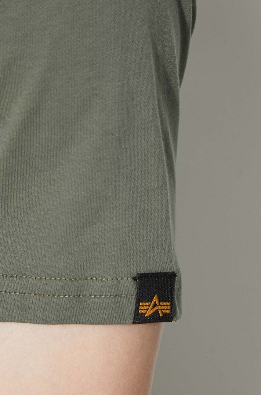 Alpha Industries t-shirt bawełniany Basic T Small Logo męski kolor zielony z nadrukiem 188505.432