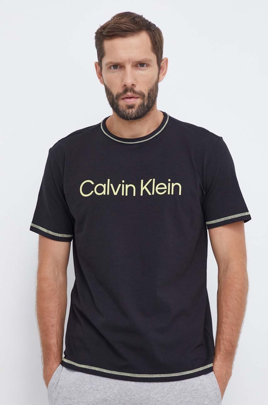 

Домашна тениска Calvin Klein Underwear в черно с принт, Черен