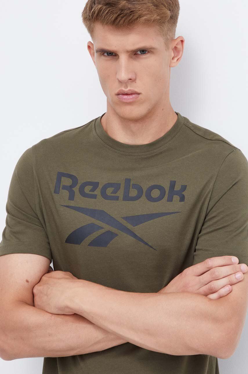 Reebok tricou din bumbac culoarea verde, cu imprimeu