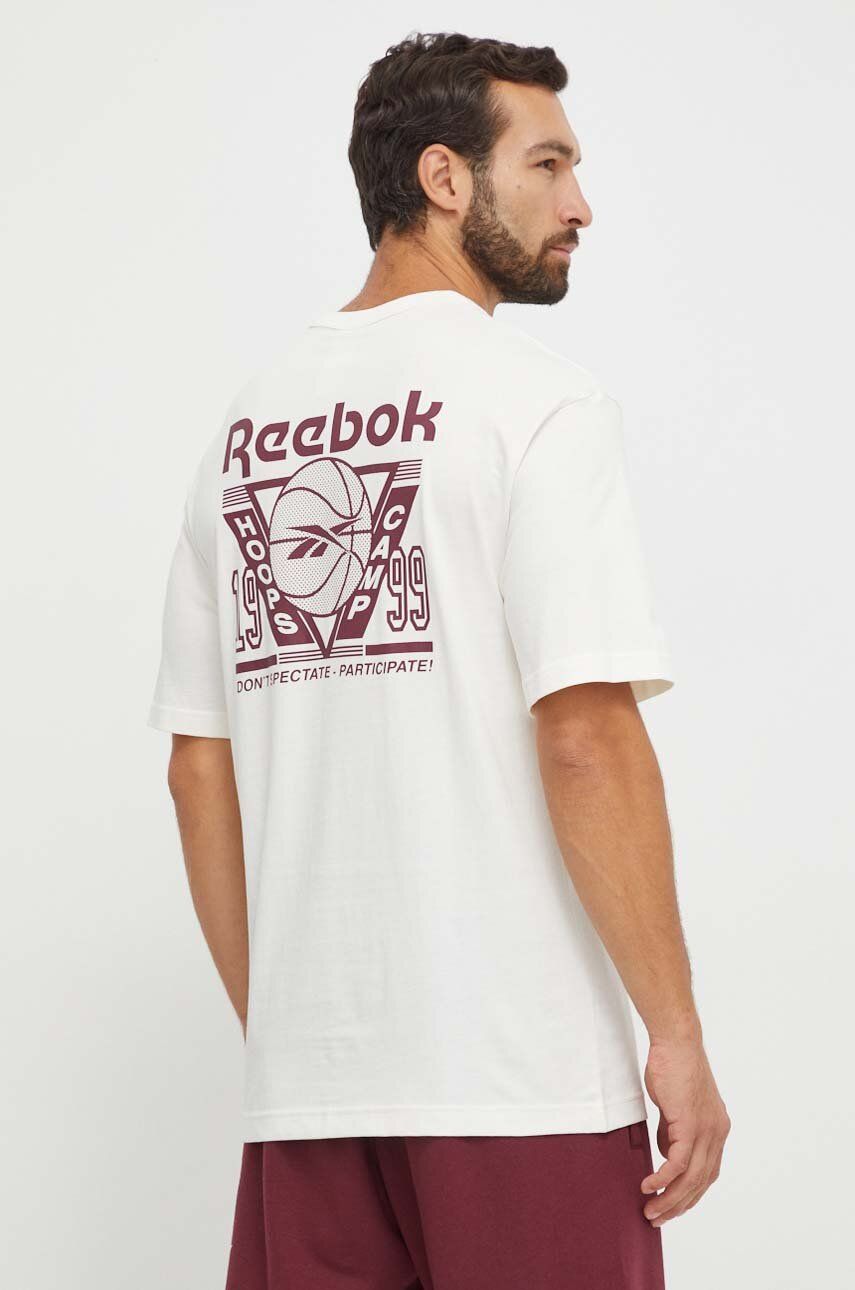 Levně Bavlněné tričko Reebok Classic Basketball béžová barva, s potiskem