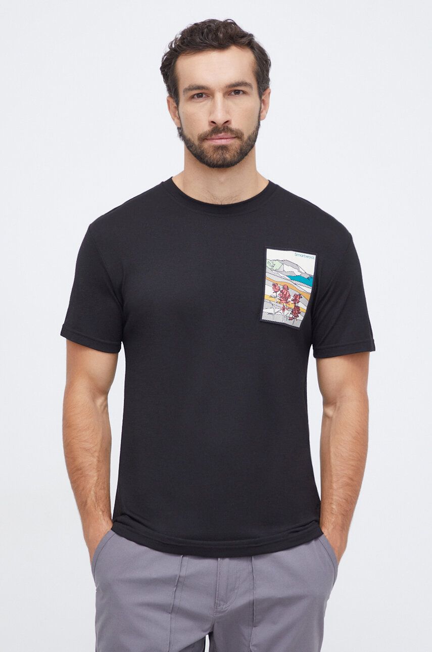 Smartwool tricou sport Mountain Patch Graphic culoarea negru, cu imprimeu