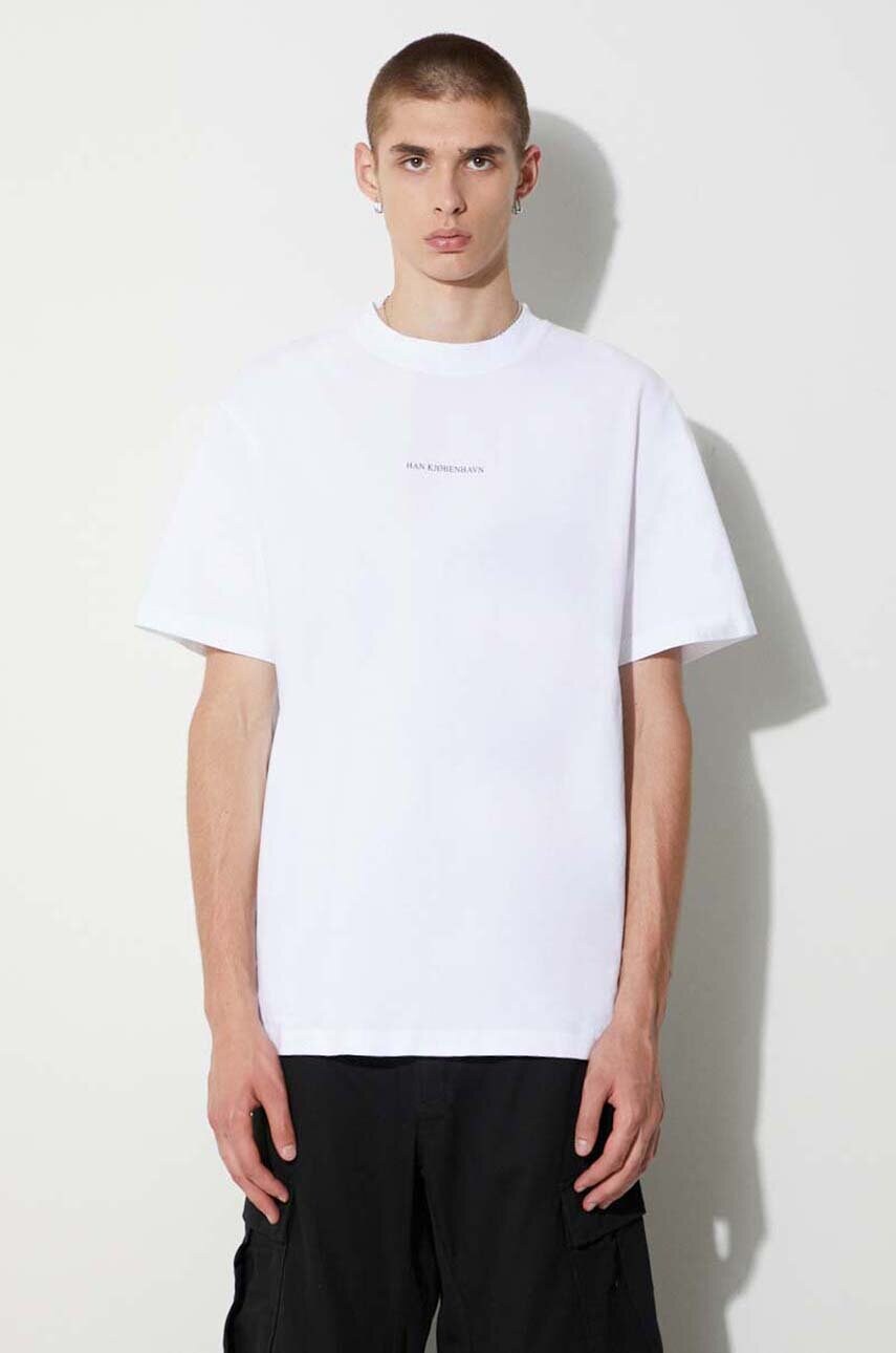 Han Kjøbenhavn tricou din bumbac culoarea alb, cu imprimeu