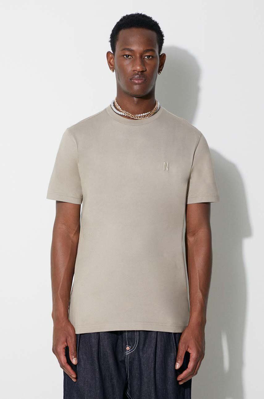 Norse Projects tricou din bumbac Johannes Organic N Logo T-shirt culoarea bej, uni N01.0643.0909