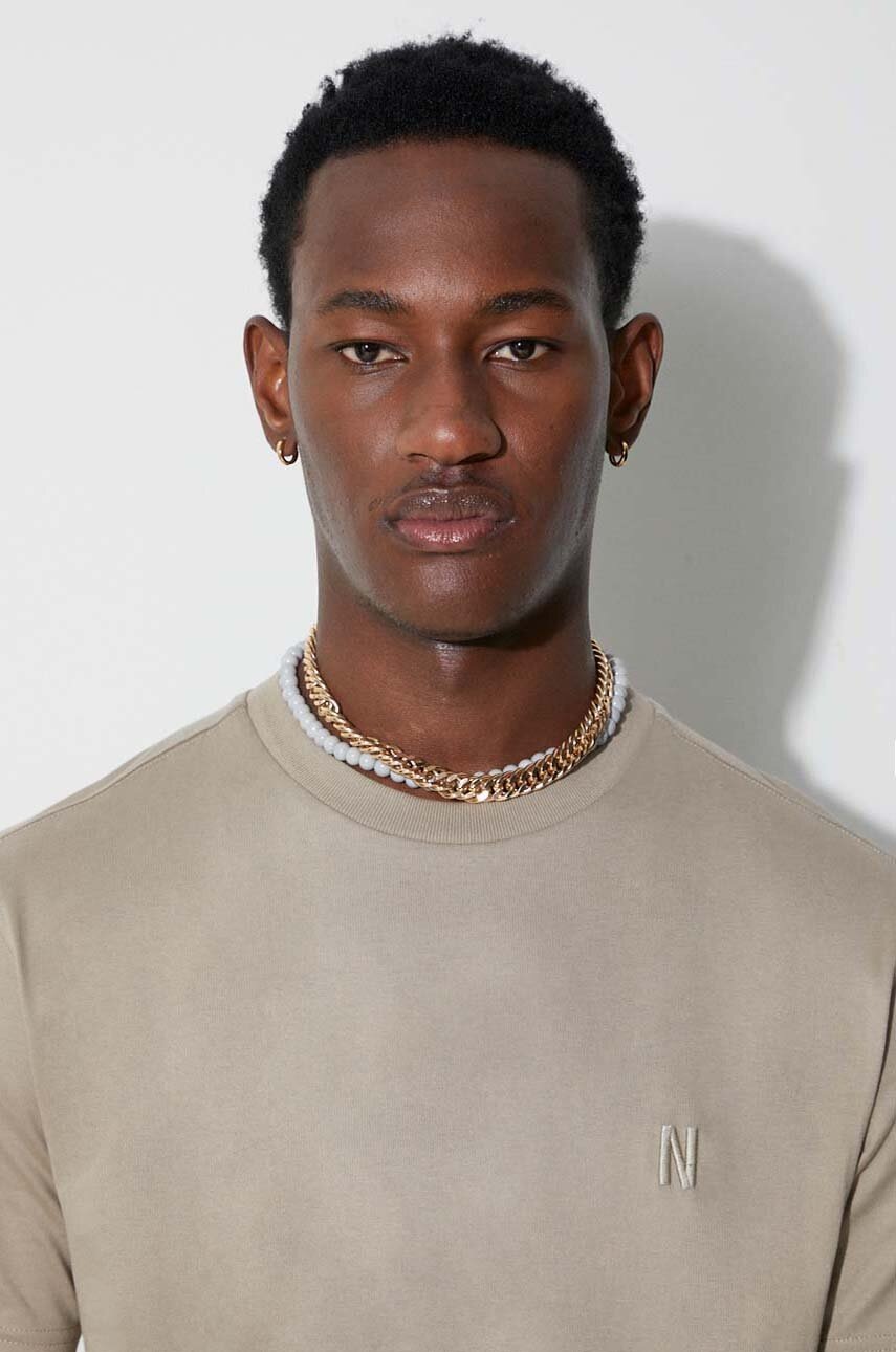 Βαμβακερό μπλουζάκι Norse Projects Johannes Organic χρώμα: μπεζ, N01-0643-0909 φωτογραφία