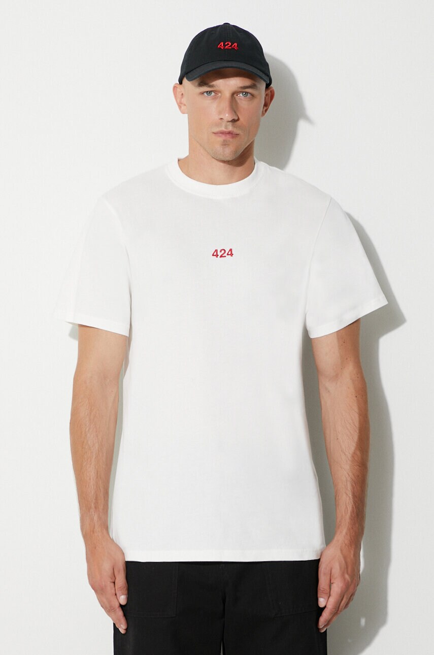 424 tricou din bumbac culoarea bej, uni 35424M111RX.236533