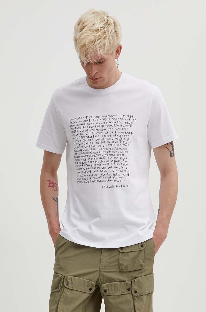 KSUBI tricou din bumbac culoarea alb, cu imprimeu