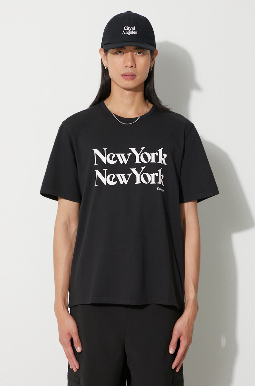 Corridor tricou din bumbac New York New York bărbați, culoarea negru, cu imprimeu, TS0008-BLK