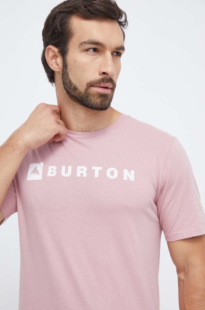 Bavlněné tričko Burton růžová barva, s potiskem - růžová - 100 % Bavlna