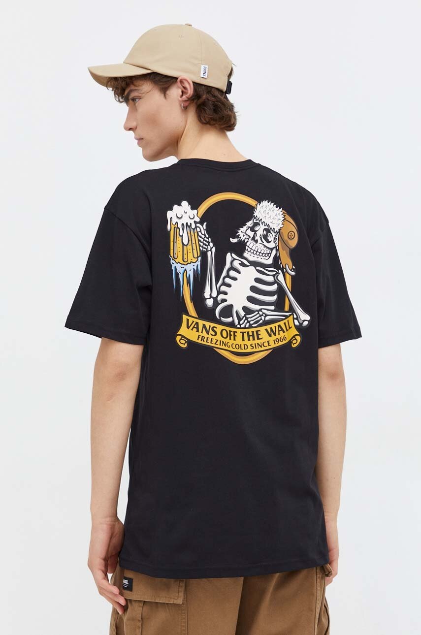 

Хлопковая футболка Vans мужской цвет чёрный с принтом