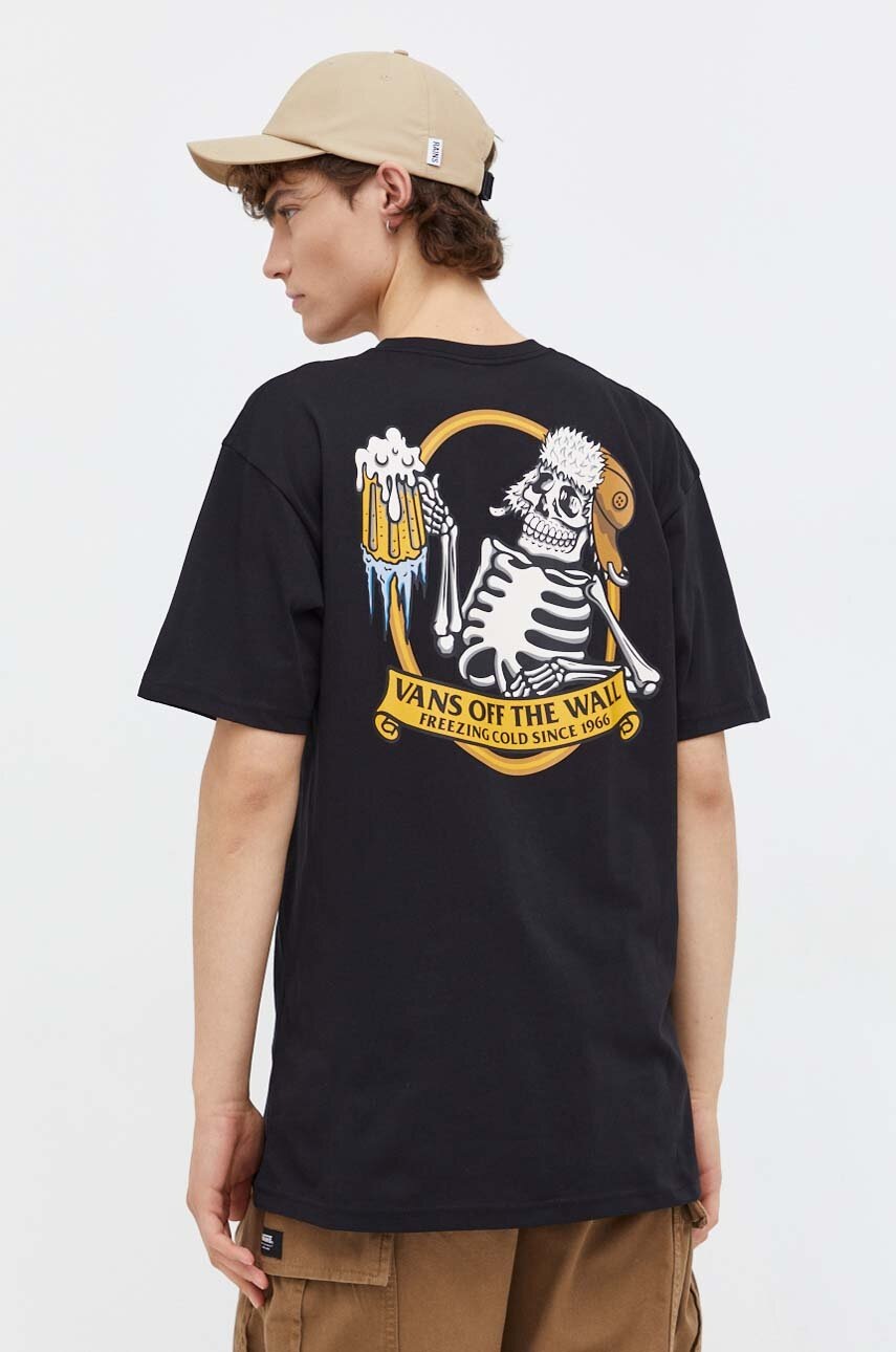 Vans tricou din bumbac barbati, culoarea negru, cu imprimeu