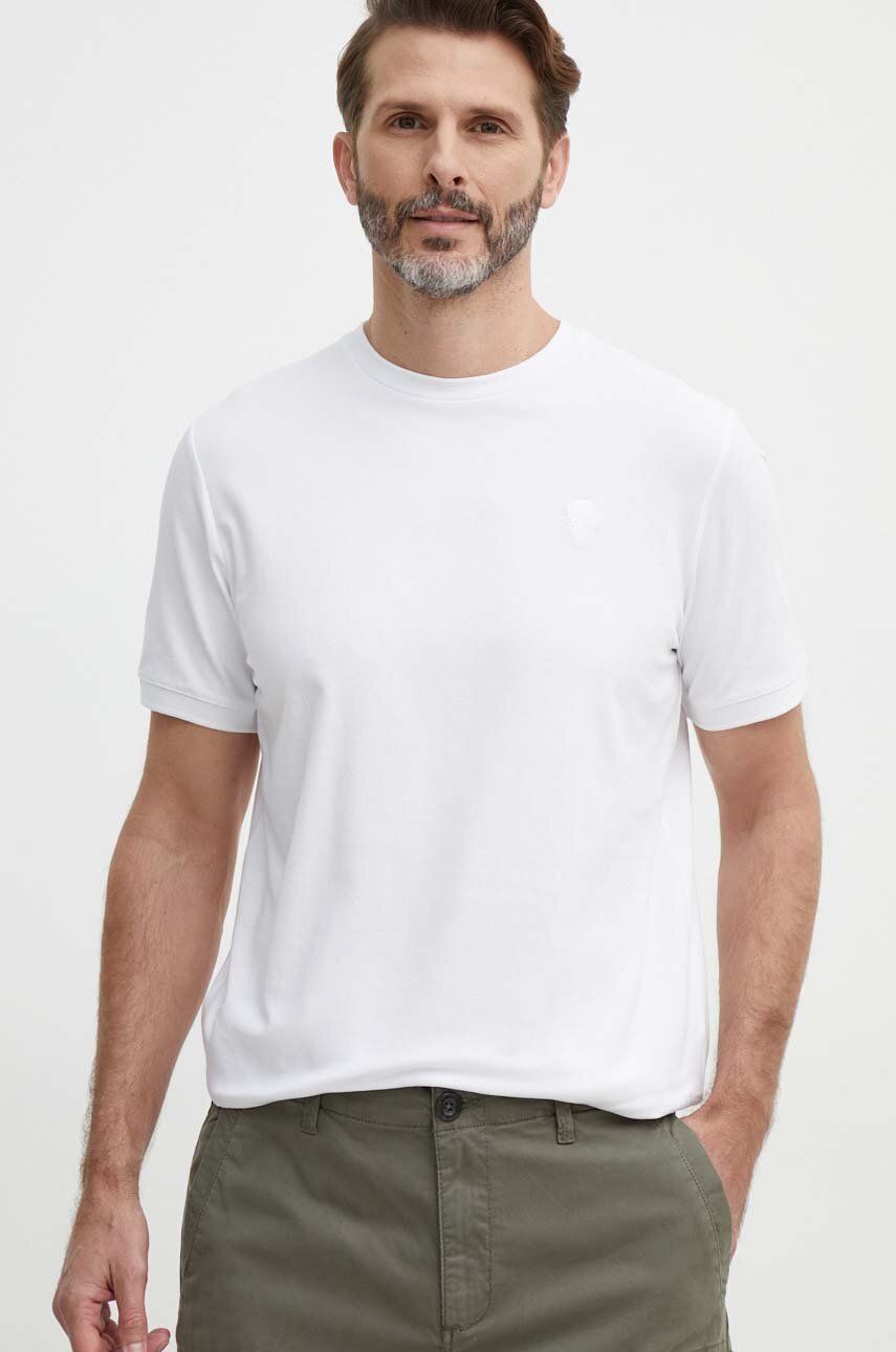 Karl Lagerfeld tricou bărbați, culoarea alb, uni, 542221.755055
