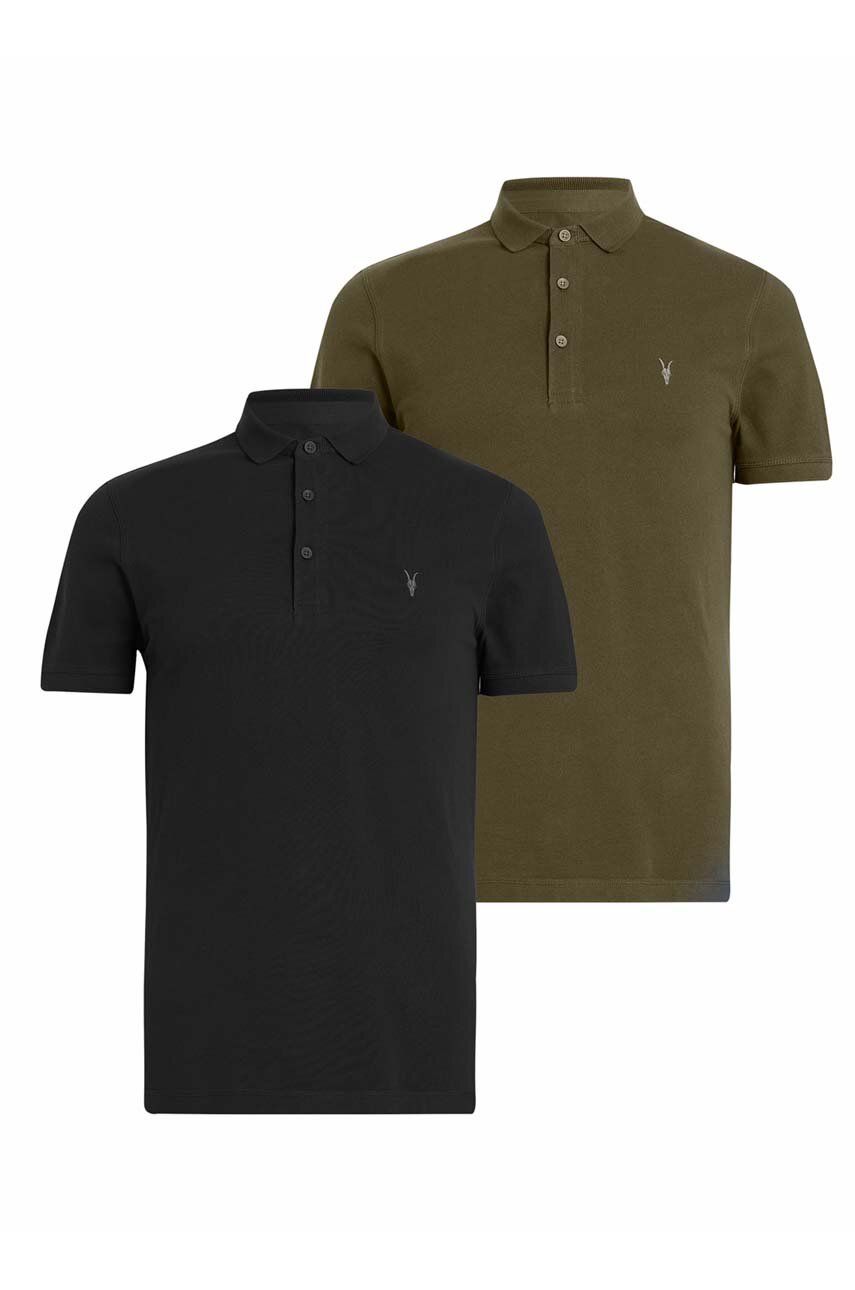 Bavlněné polo tričko AllSaints Reform 2-pack černá barva - černá - 100 % Bavlna