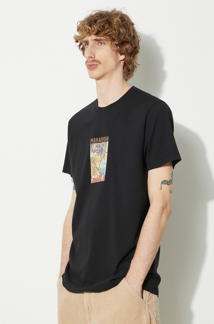 Maharishi tricou din bumbac Tiger Vs. Dragon T-Shirt barbati, culoarea negru, cu imprimeu, 1078.BLACK