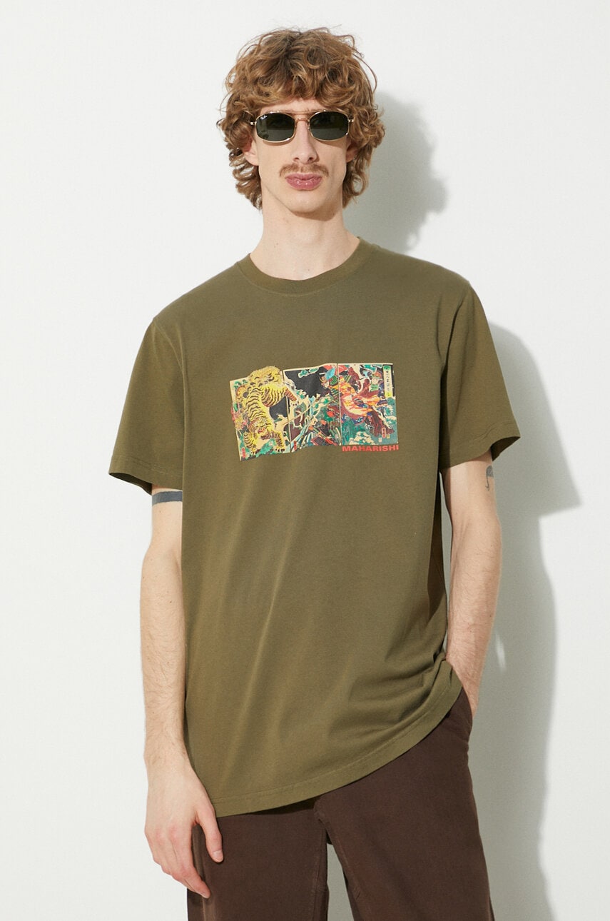 Maharishi tricou din bumbac Tiger Vs. Samurai T-Shirt barbati, culoarea verde, cu imprimeu, 1079.OLIVE Maharishi tricou din bumbac Tiger Vs. Samurai T-Shirt barbati, culoarea verde, cu imprimeu, 1079.OLIVE