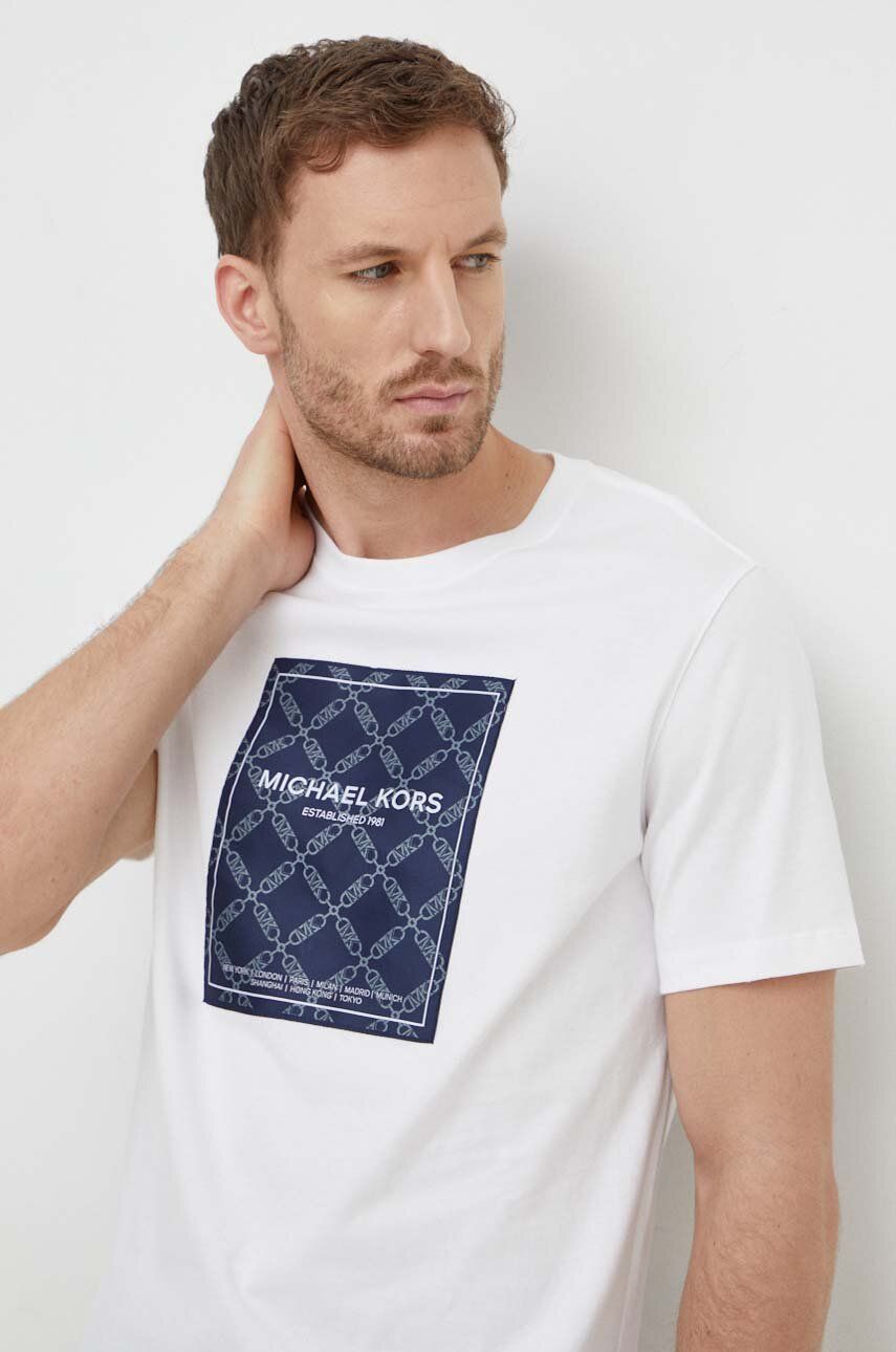 E-shop Bavlněné tričko Michael Kors bílá barva, s aplikací