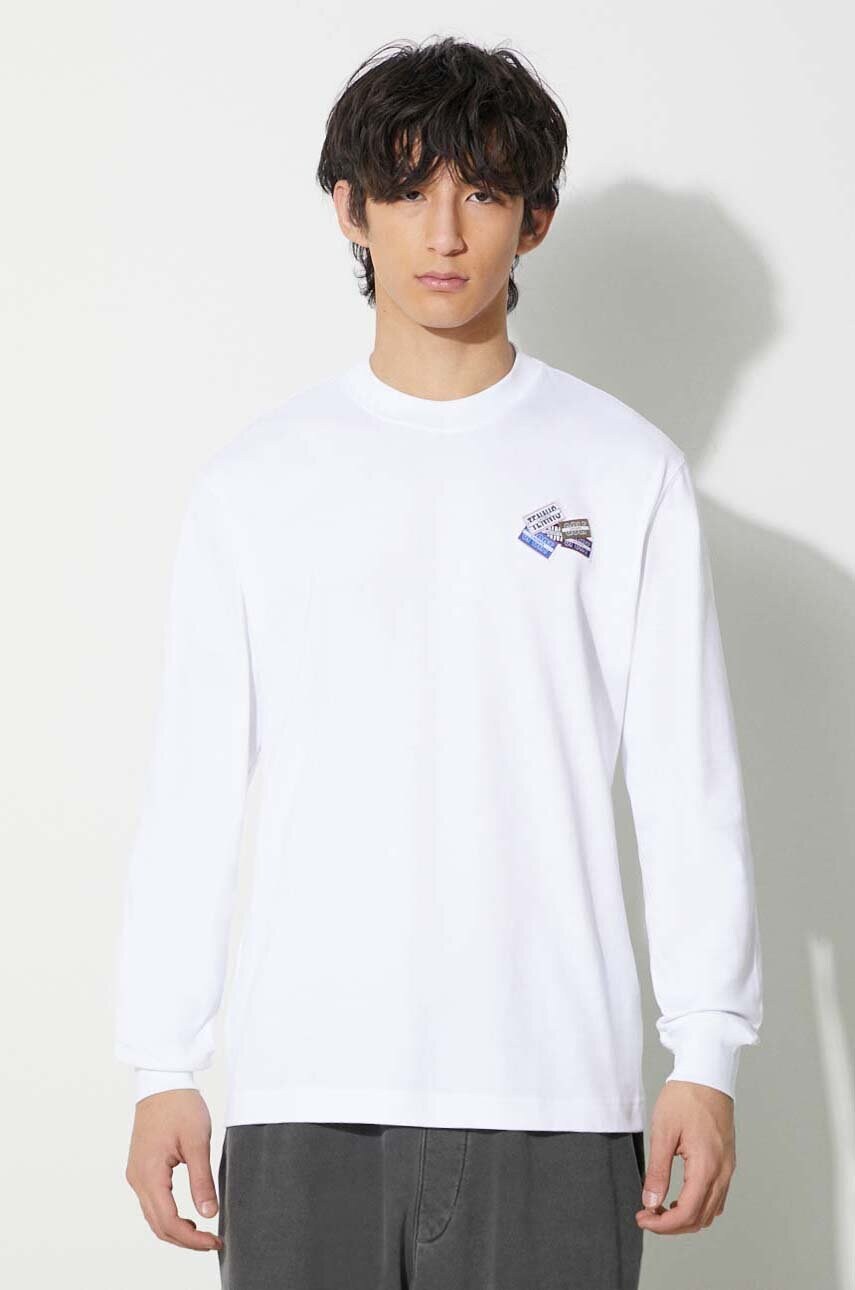 Lacoste longsleeve din bumbac culoarea alb, cu imprimeu, TH2061 001