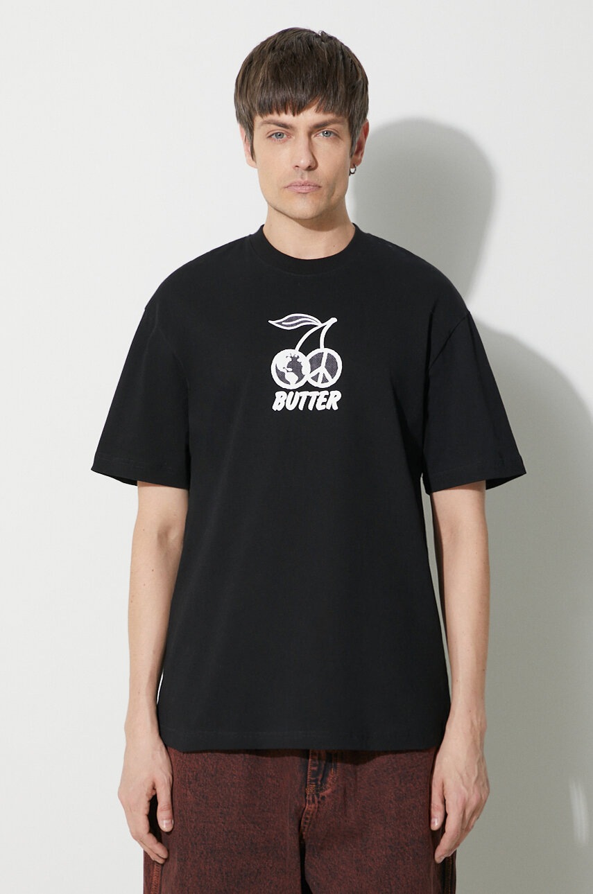 

Памучна тениска Butter Goods Cherry Tee в черно с принт BGQ423D10201, Черен