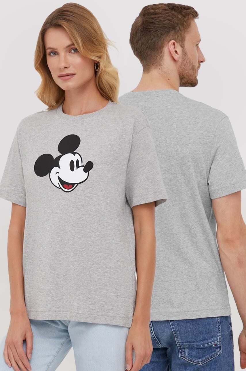 United Colors of Benetton tricou din bumbac DISNEY culoarea gri, cu imprimeu