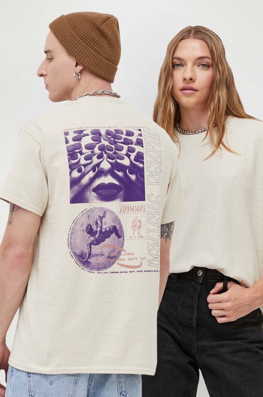 E-shop Bavlněné tričko Vertere Berlin béžová barva, s potiskem