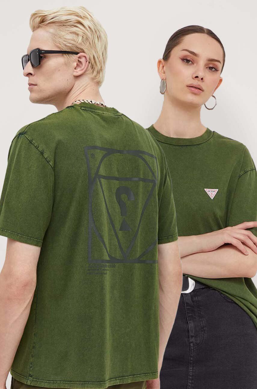Bavlněné tričko Guess Originals zelená barva - zelená - 100 % Bavlna