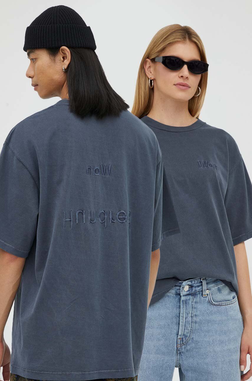 Bavlněné tričko Won Hundred tmavomodrá barva, s aplikací - námořnická modř -  100 % Organická b