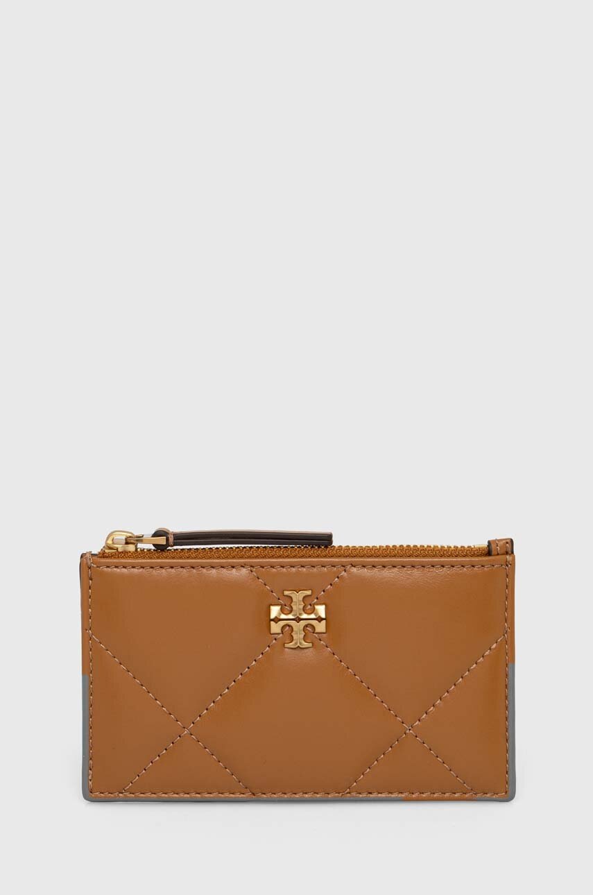 Tory Burch portofel de piele Kira Diamond Quilt femei, culoarea bej, 158629.201