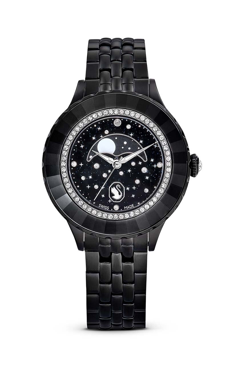 Swarovski ceas OCTEA MOON femei, culoarea negru, 5677497 Swarovski ceas OCTEA MOON femei, culoarea negru, 5677497