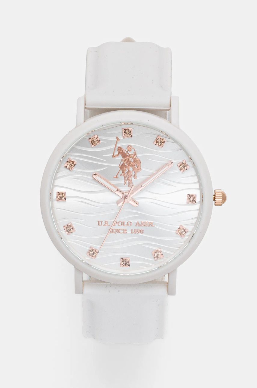 U.S. Polo Assn. ceas LUCYCRYSTAL femei, culoarea alb, USP8264RG